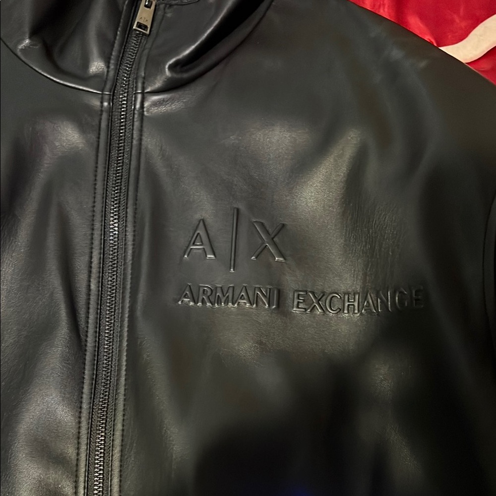 Armani Exchange Black Leather Jacket for Men